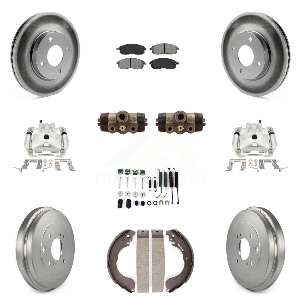 Front Rear Brake Caliper Coat Rotor Drum Semi-Metallic Pad Shoes Cylinder Kit (11Pc) For KCG-100355S