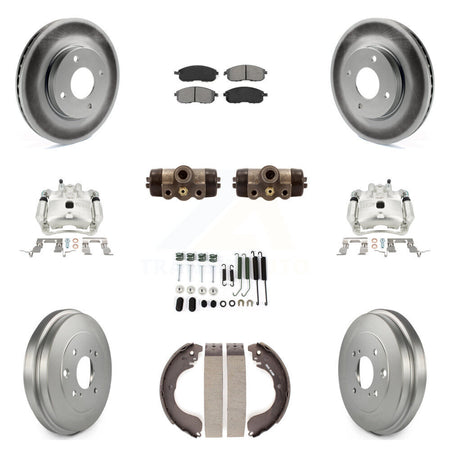 Front Rear Brake Caliper Coat Rotor Drum Semi-Metallic Pad Shoes Cylinder Kit (11Pc) For KCG-100355S