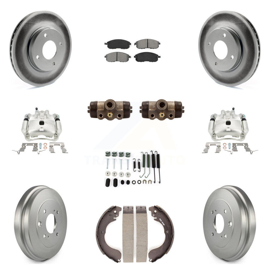 Front Rear Brake Caliper Coat Rotor Drum Semi-Metallic Pad Shoes Cylinder Kit (11Pc) For KCG-100355S