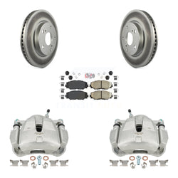 Front Disc Brake Caliper Coated Rotors And Ceramic Pads Kit For Toyota RAV4 KCG-100358N