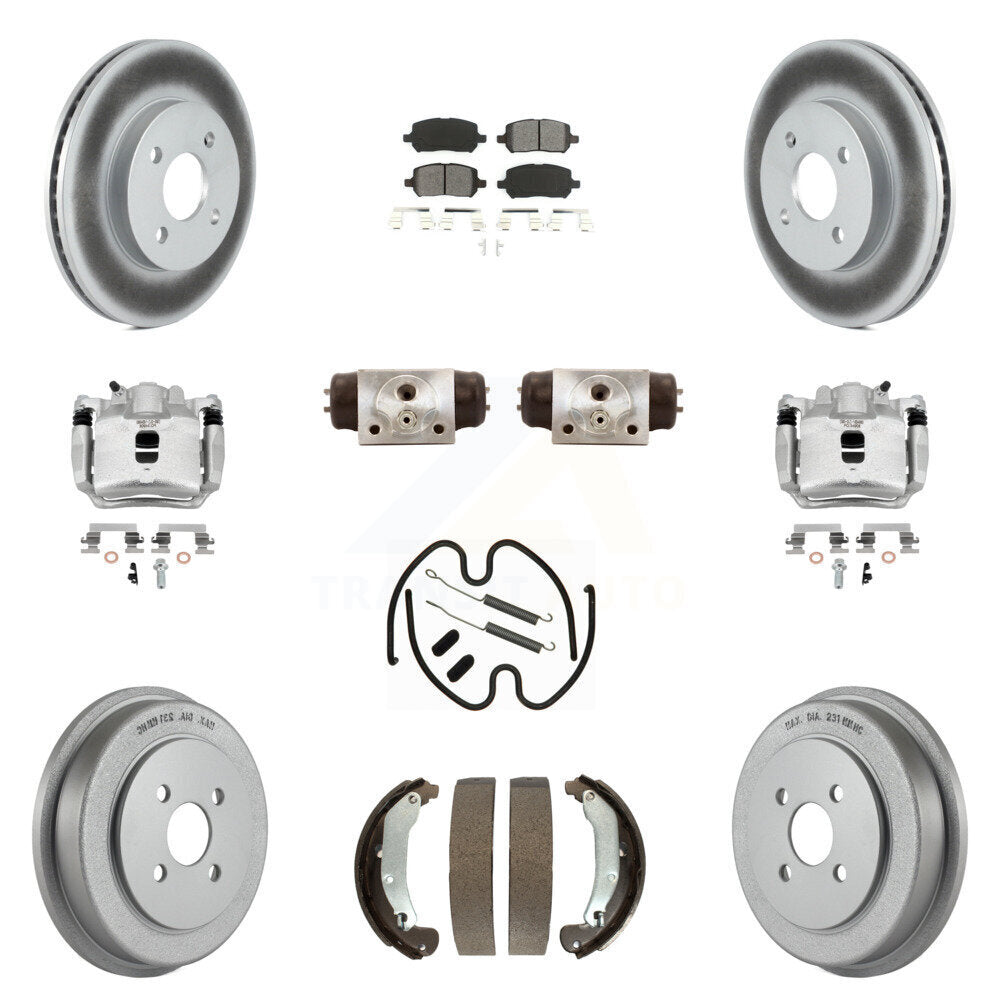 Front Rear Brake Caliper Coat Rotor Drum Semi-Metallic Pad Shoes Cylinder Kit (11Pc) For KCG-100358S