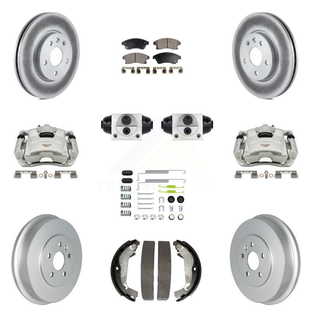 Front Rear Brake Caliper Coat Rotor Drum Ceramic Pad Shoes Cylinder Kit (11Pc) For Cruze KCG-100358T