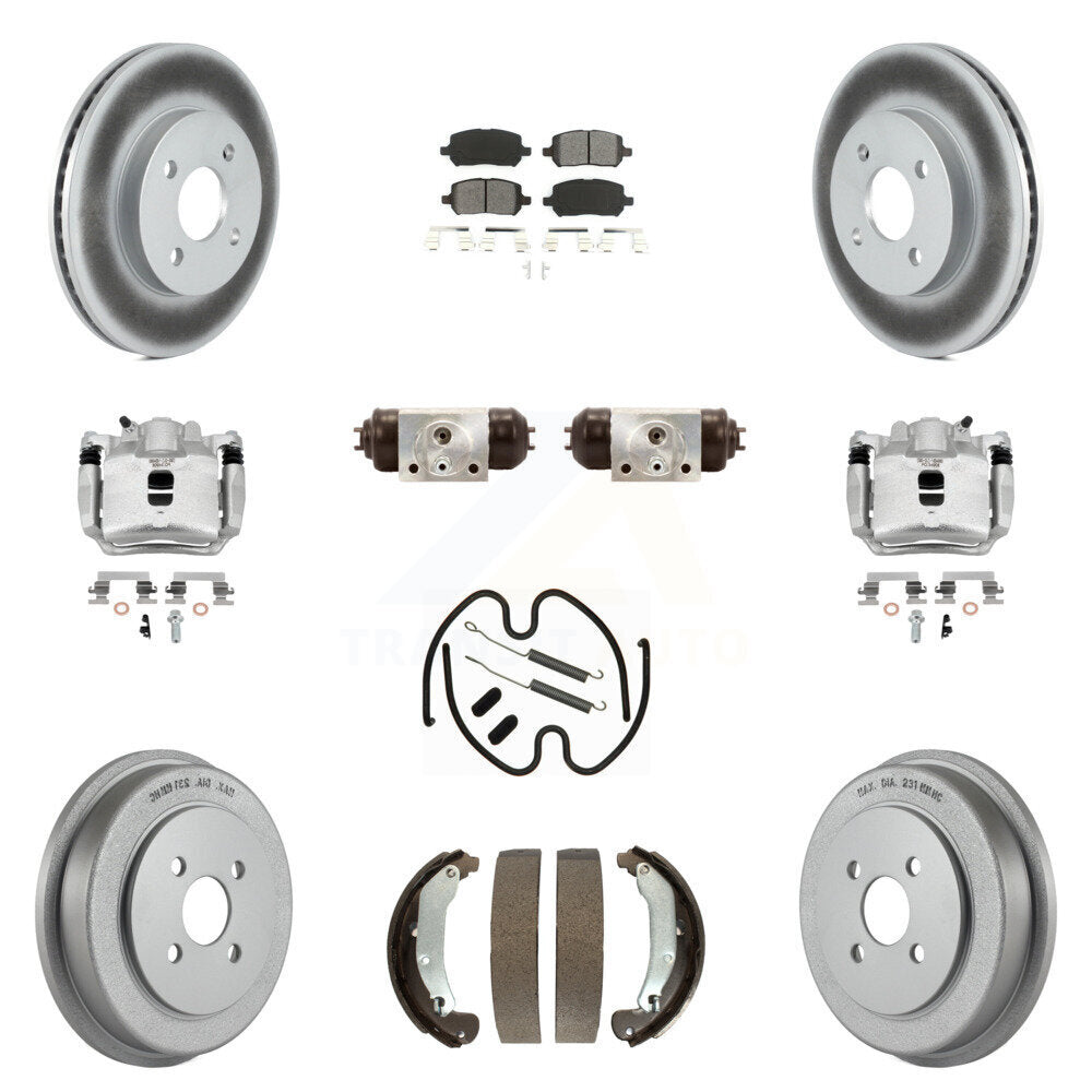 Front Rear Brake Caliper Coat Rotor Drum Semi-Metallic Pad Shoes Cylinder Kit (11Pc) For KCG-100359S