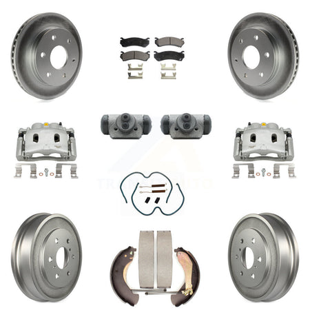 Front Rear Brake Caliper Coat Rotor Drum Semi-Metallic Pad Shoes Cylinder Kit (11Pc) For KCG-100360P
