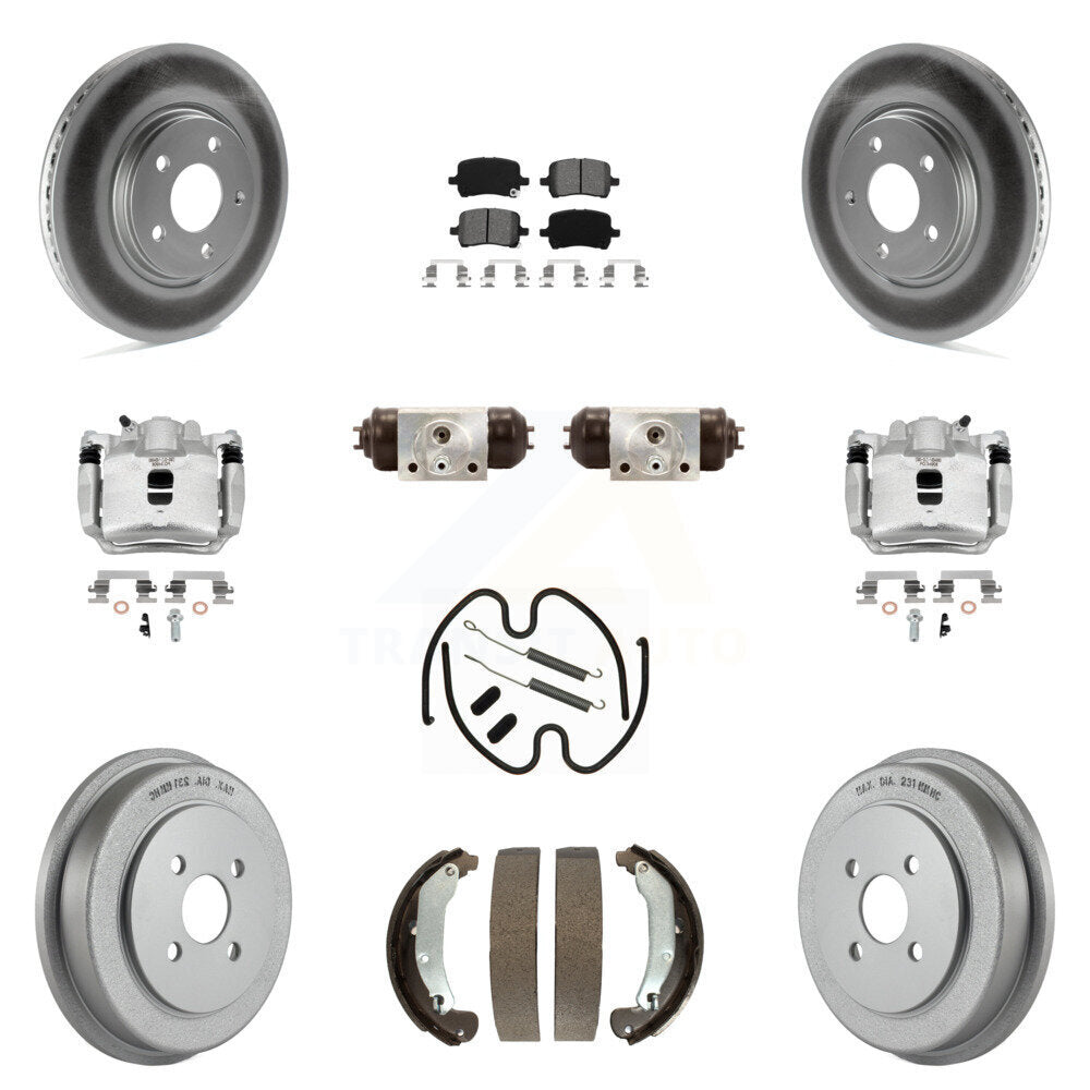 Front Rear Brake Caliper Coat Rotor Drum Semi-Metallic Pad Shoes Cylinder Kit (11Pc) For KCG-100360S