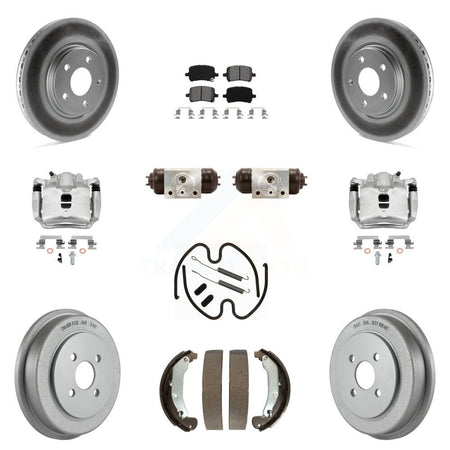 Front Rear Brake Caliper Coat Rotor Drum Semi-Metallic Pad Shoes Cylinder Kit (11Pc) For KCG-100360S