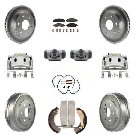 Front Rear Brake Caliper Coat Rotor Drum Semi-Metallic Pad Shoes Cylinder Kit (11Pc) For KCG-100362P