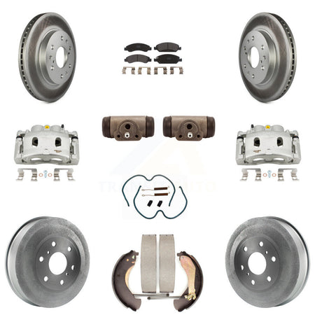 Front Rear Brake Caliper Coat Rotor Drum Semi-Metallic Pad Shoes Cylinder Kit (11Pc) For KCG-100363P