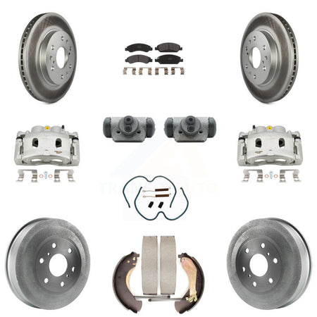 Front Rear Brake Caliper Coat Rotor Drum Semi-Metallic Pad Shoes Cylinder Kit (11Pc) For KCG-100364P