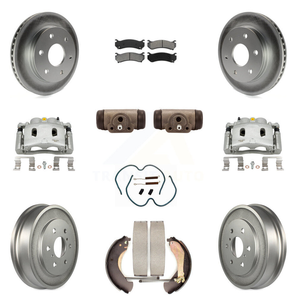 Front Rear Brake Caliper Coat Rotor Drum Semi-Metallic Pad Shoes Cylinder Kit (11Pc) For KCG-100365S