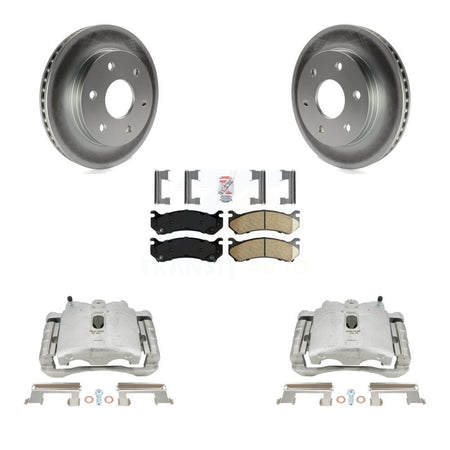 Front Brake Caliper Coat Rotor Ceramic Pad Kit For Chevrolet Silverado 1500 GMC Tahoe Sierra Suburban Yukon Avalanche XL Cadillac Classic Escalade Express Astro ESV EXT Savana KCG-100366N by Transit Auto