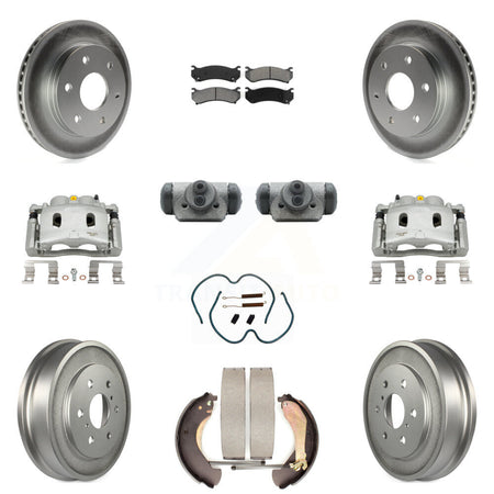 Front Rear Brake Caliper Coat Rotor Drum Semi-Metallic Pad Shoes Cylinder Kit (11Pc) For KCG-100366S