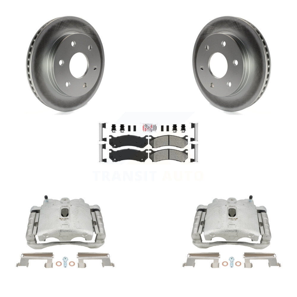 Front Brake Caliper Coat Rotors Semi-Metallic Pad Kit For Chevrolet Silverado 1500 GMC Tahoe Sierra Suburban Yukon Avalanche XL Cadillac Classic Escalade Express Astro ESV EXT KCG-100367N by Transit Auto