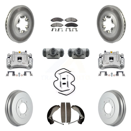 Front Rear Brake Caliper Coat Rotor Drum Semi-Metallic Pad Shoes Cylinder Kit (11Pc) For KCG-100367P