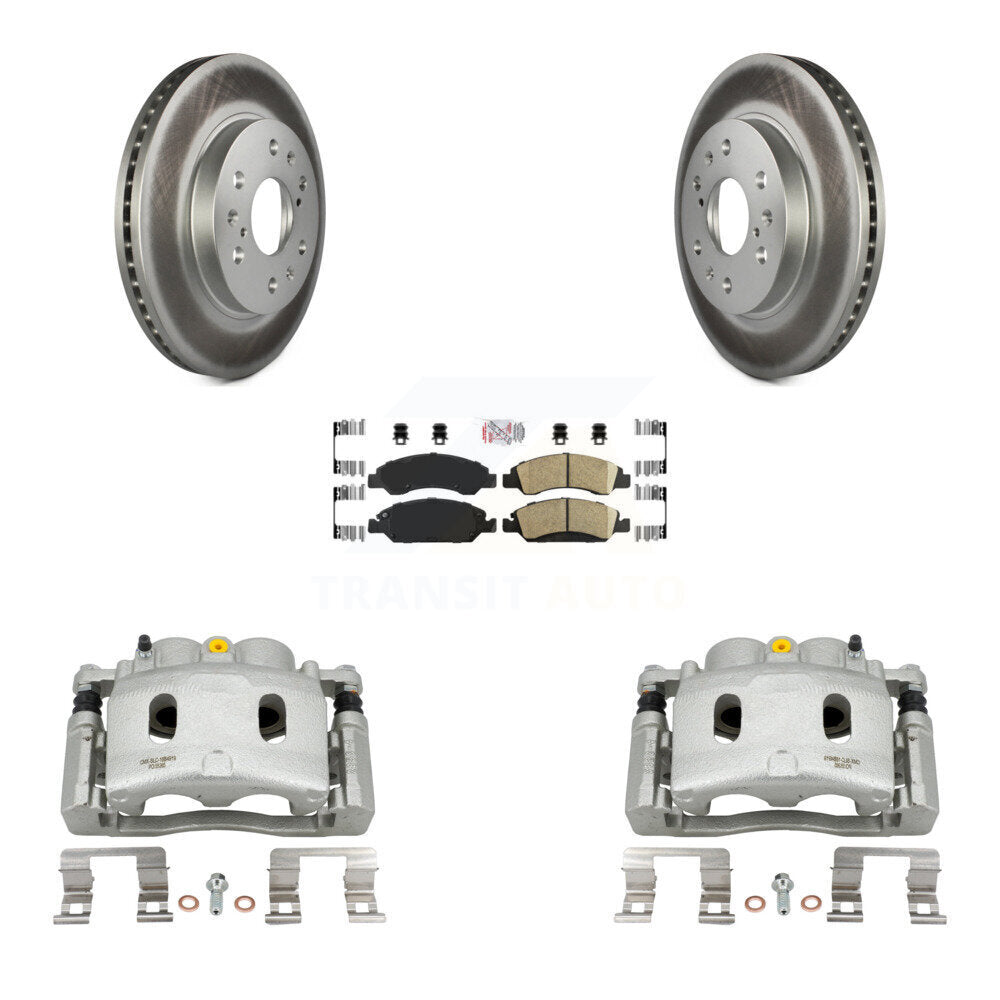 Front Brake Caliper Coat Rotor & Ceramic Pad Kit For Chevrolet GMC Silverado 1500 Sierra KCG-100368N