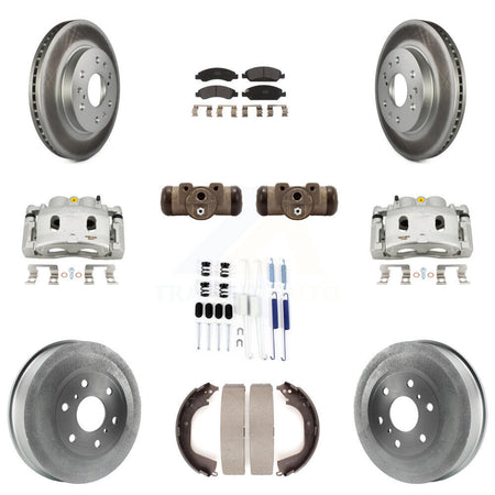 Front Rear Brake Caliper Coat Rotor Drum Semi-Metallic Pad Shoes Cylinder Kit (11Pc) For KCG-100368P