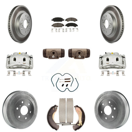 Front Rear Brake Caliper Coated Rotor Drum Ceramic Pad Shoe Cylinder Kit (11Pc) For 1500 KCG-100369C