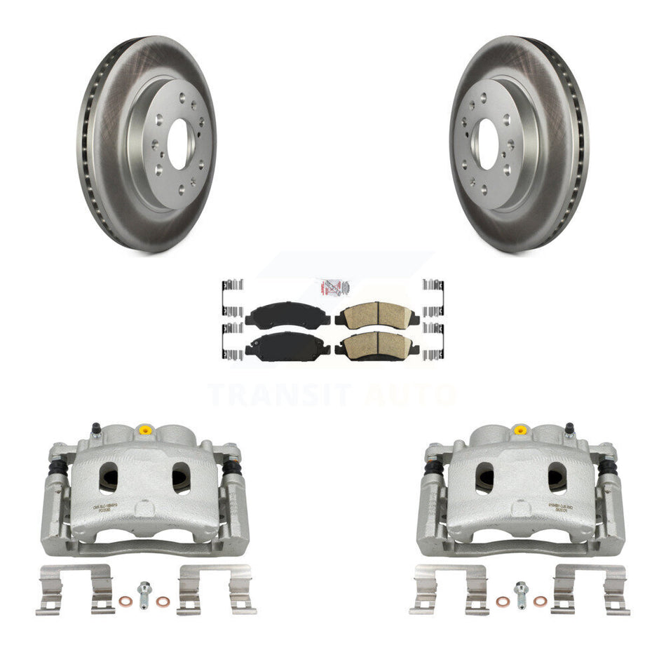 Front Brake Caliper Coat Rotor & Ceramic Pad Kit For Chevrolet GMC Silverado 1500 Sierra KCG-100369N