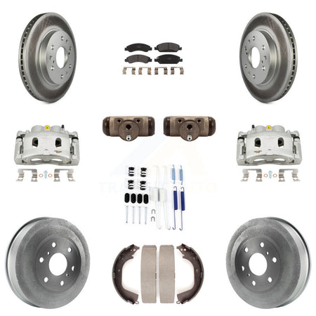 Front Rear Brake Caliper Coat Rotor Drum Semi-Metallic Pad Shoes Cylinder Kit (11Pc) For KCG-100369P