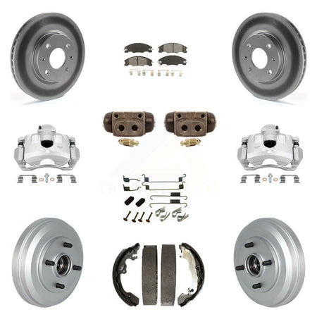 Front Rear Brake Caliper Coat Rotor Drum Semi-Metallic Pad Shoes Cylinder Kit (11Pc) For KCG-100369S