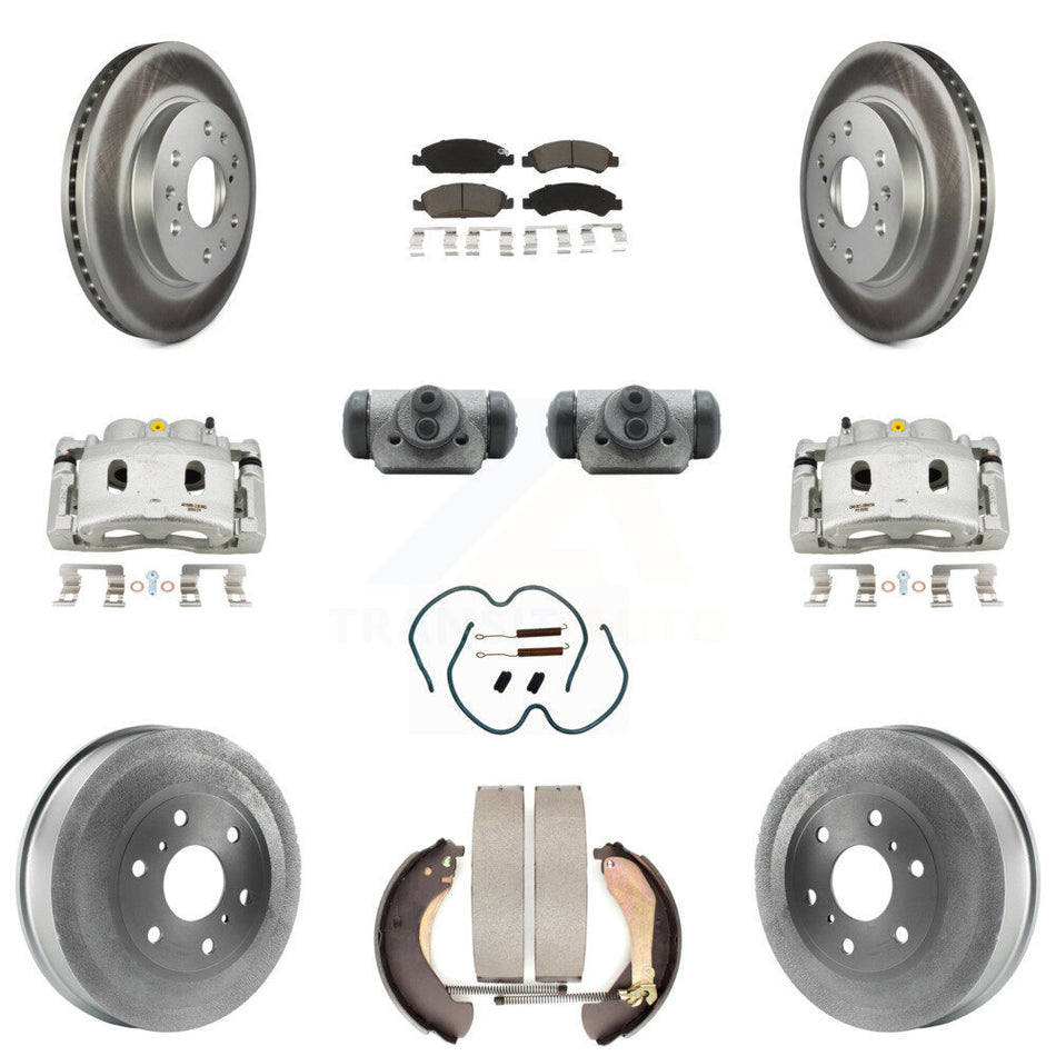 Front Rear Brake Caliper Coated Rotor Drum Ceramic Pad Shoe Cylinder Kit (11Pc) For 1500 KCG-100370C