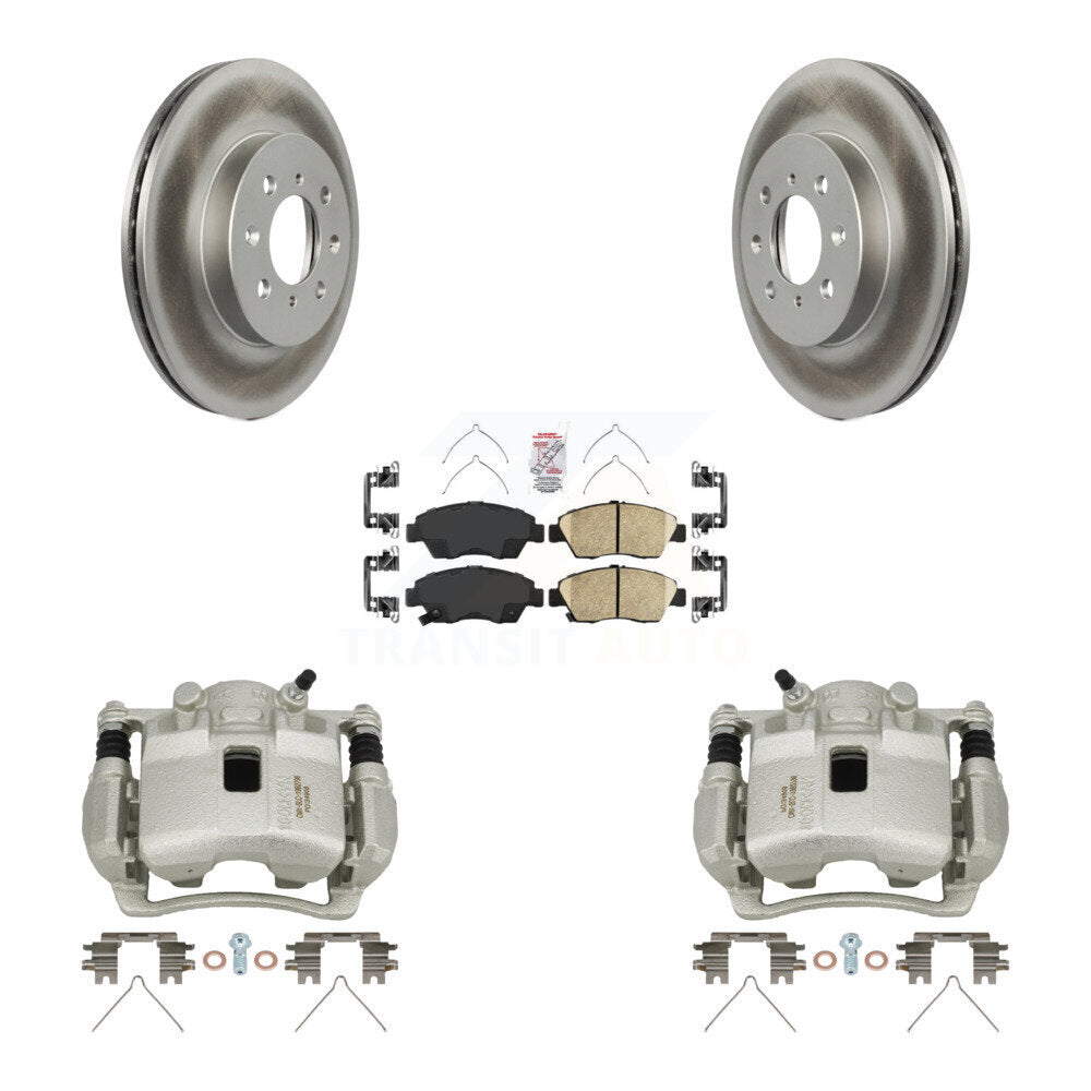 Front Disc Brake Caliper Coated Rotors And Ceramic Pads Kit For 2007-2008 Honda Fit KCG-100372N