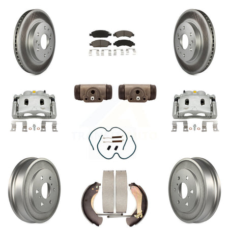 Front Rear Brake Caliper Coated Rotor Drum Ceramic Pad Shoe Cylinder Kit (11Pc) For 1500 KCG-100374C