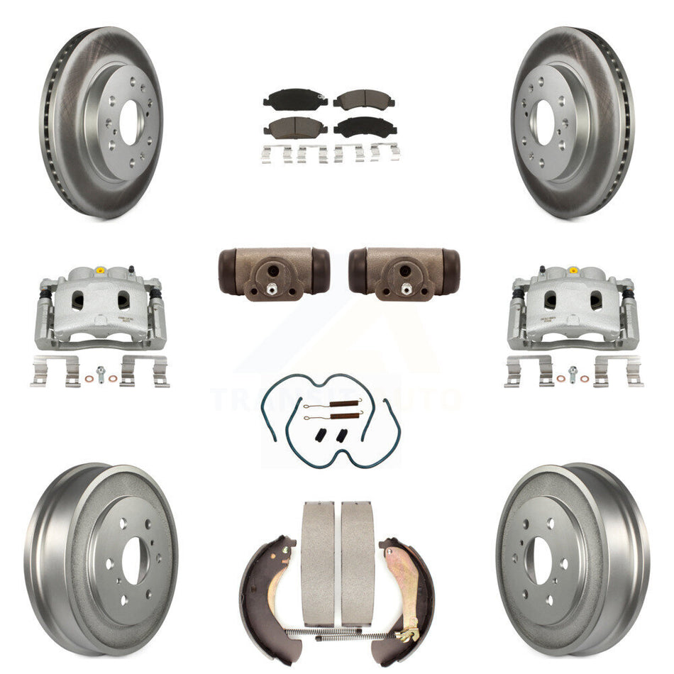 Front Rear Brake Caliper Coated Rotor Drum Ceramic Pad Shoe Cylinder Kit (11Pc) For 1500 KCG-100374C