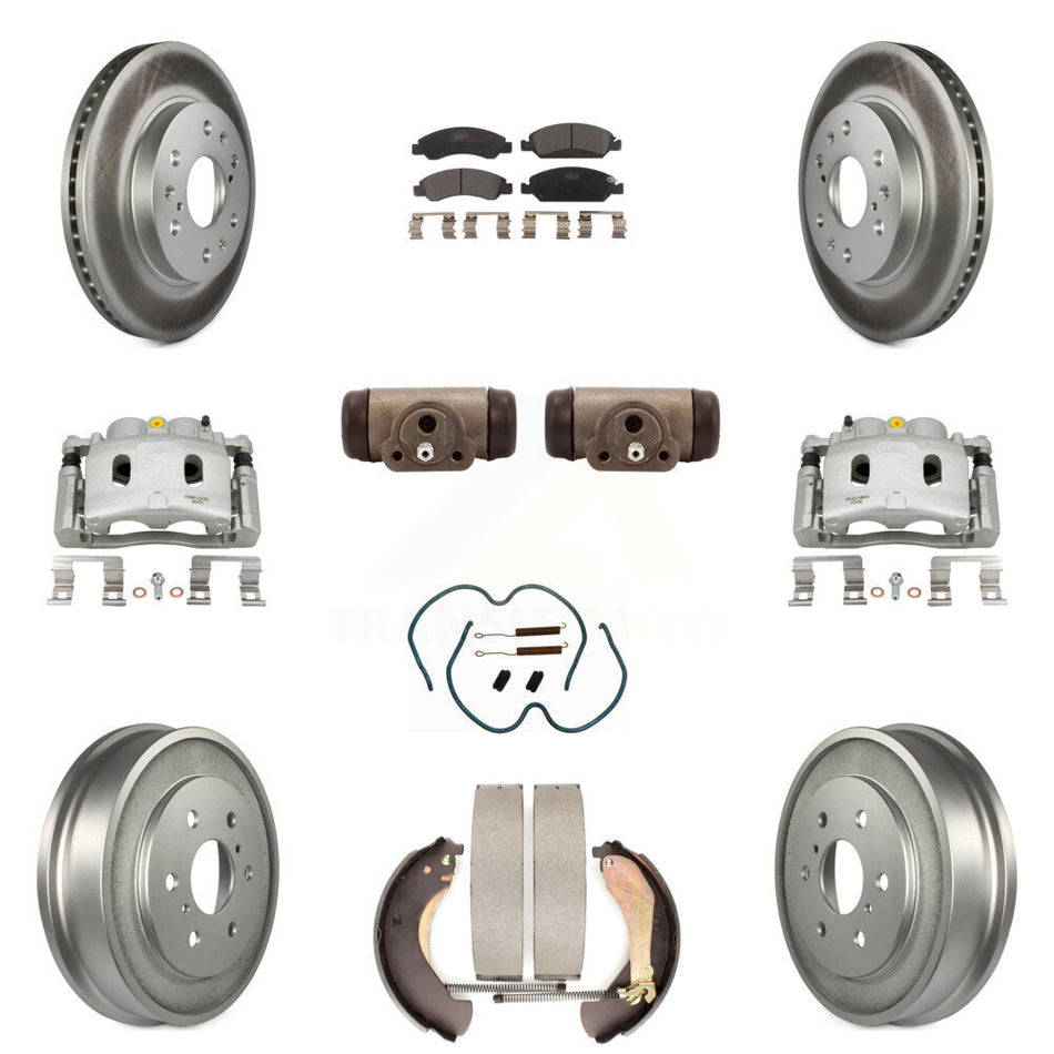 Front Rear Brake Caliper Coated Rotor Drum Ceramic Pad Shoe Cylinder Kit (11Pc) For 1500 KCG-100374T