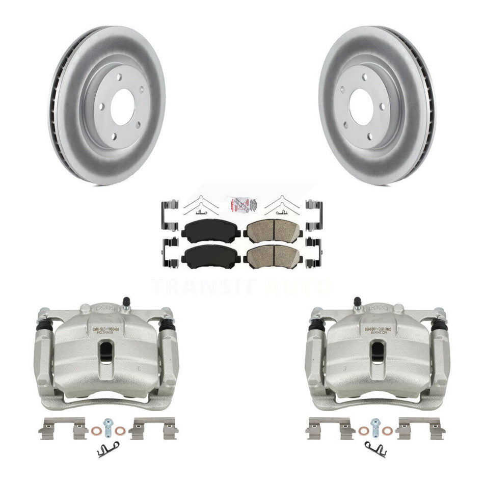 Front Disc Brake Caliper Coated Rotors And Ceramic Pads Kit For Nissan Rogue Select KCG-100375N