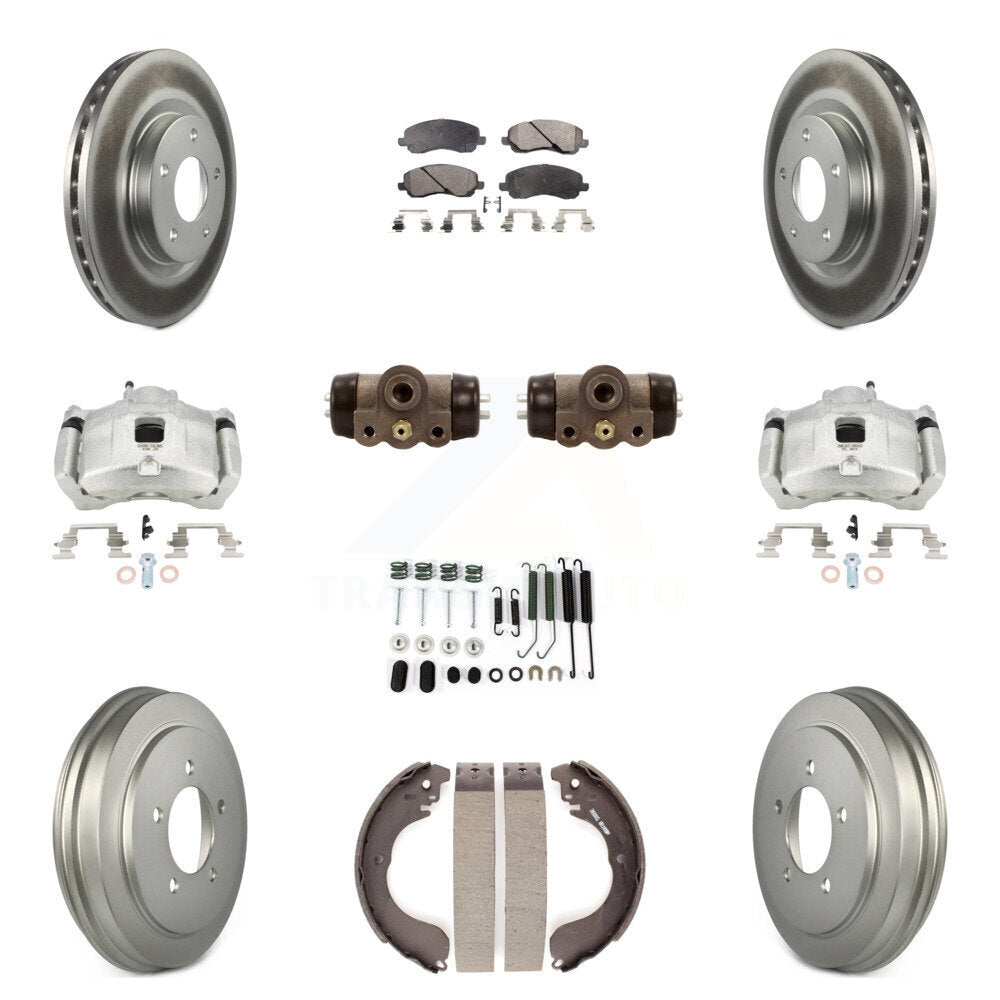 Front Rear Brake Caliper Coat Rotor Drum Semi-Metallic Pad Shoes Cylinder Kit (11Pc) For KCG-100376P