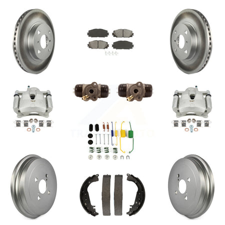 Front Rear Brake Caliper Coat Rotor Drum Semi-Metallic Pad Shoes Cylinder Kit (11Pc) For KCG-100377S