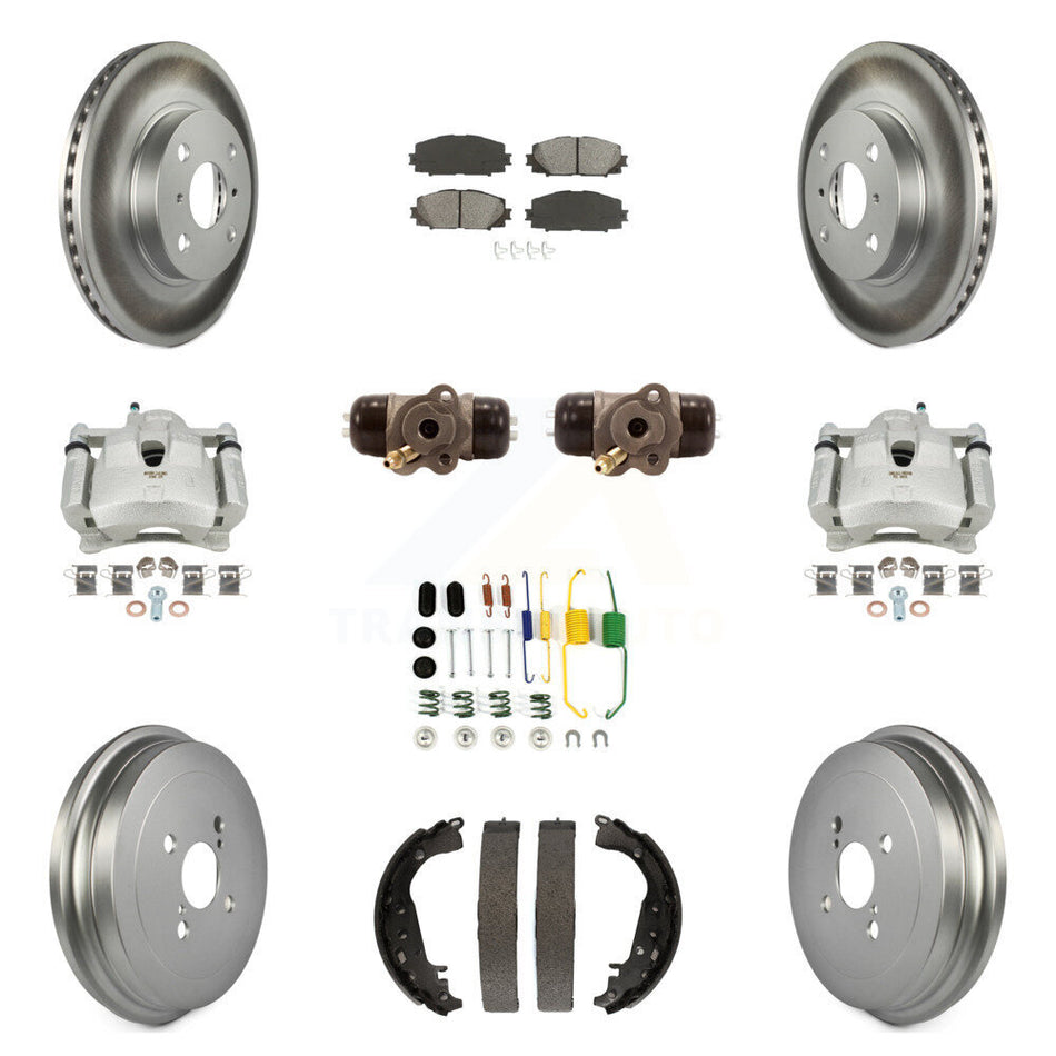 Front Rear Brake Caliper Coat Rotor Drum Semi-Metallic Pad Shoes Cylinder Kit (11Pc) For KCG-100377S