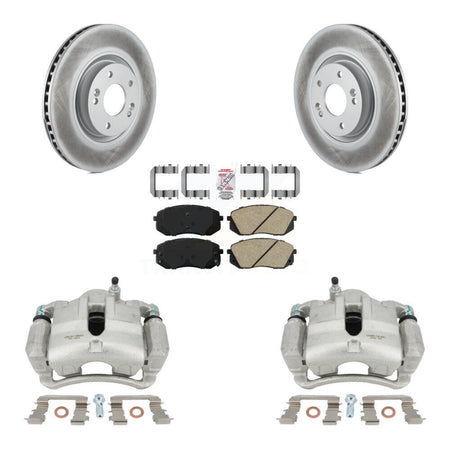 Front Disc Brake Caliper Coated Rotors And Ceramic Pads Kit For 2015 Hyundai Tucson FUEL CELL EV (FCEV) engine KCG-100378N by Transit Auto