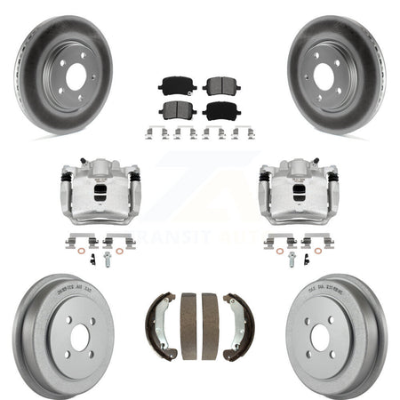 Front Rear Brake Caliper Coat Rotor Drum Semi-Metallic Pad Kit (8Pc) For Pontiac Pursuit KCG-100379S