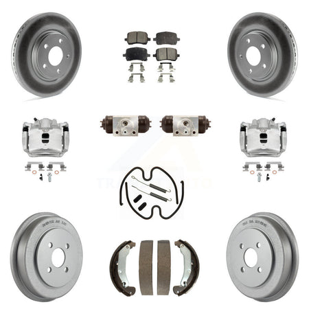 Front Rear Brake Caliper Coat Rotor Drum Semi-Metallic Pad Shoes Cylinder Kit (11Pc) For KCG-100383P