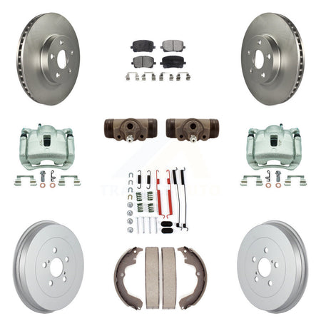 Front Rear Brake Caliper Coat Rotor Drum Semi-Metallic Pad Shoes Cylinder Kit (11Pc) For KCG-100384P