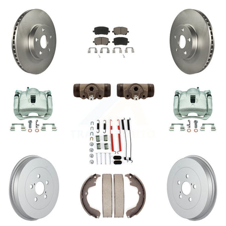 Front Rear Brake Caliper Coat Rotor Drum Ceramic Pad Shoe Cylinder Kit (11Pc) For Toyota KCG-100385C