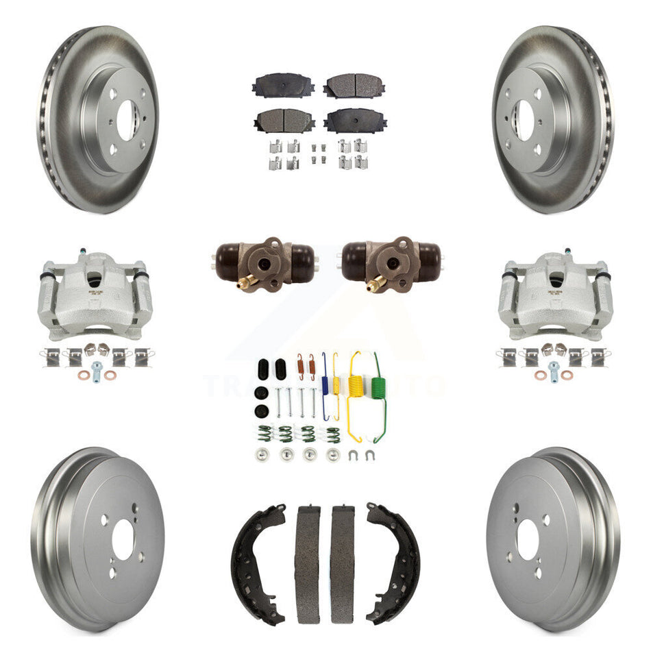 Front Rear Disc Brake Caliper Coated Rotor Drum Ceramic Pad Shoe Cylinder Kit (11Pc) For KCG-100385T