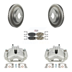 Front Disc Brake Caliper Coated Rotors And Ceramic Pads Kit For Hyundai Elantra KCG-100387N