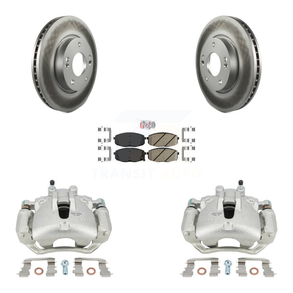 Front Disc Brake Caliper Coated Rotors And Ceramic Pads Kit For Hyundai Elantra KCG-100387N by Transit Auto