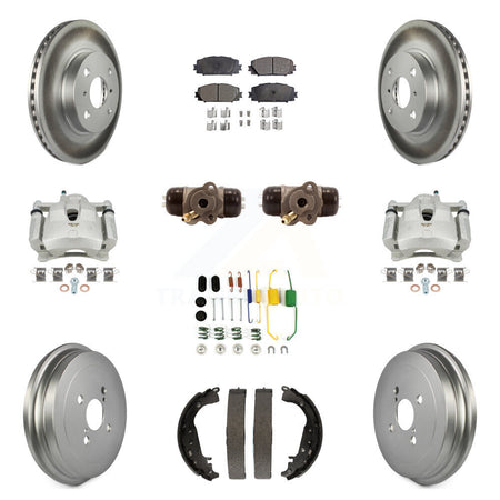 Front Rear Brake Caliper Coat Rotor Drum Semi-Metallic Pad Shoes Cylinder Kit (11Pc) For KCG-100387P