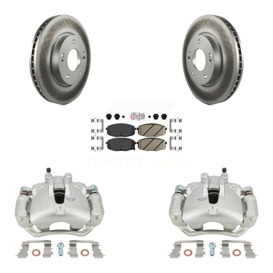 Front Disc Brake Caliper Coated Rotors And Ceramic Pads Kit For Hyundai Elantra KCG-100388N