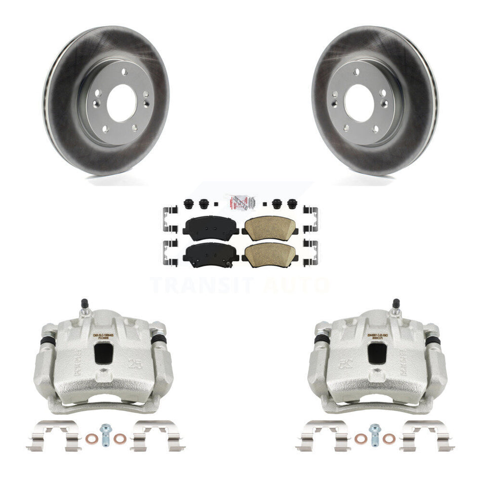 Front Disc Brake Caliper Coat Rotor & Ceramic Pad Kit For 2011-2012 Hyundai Elantra 1.8L KCG-100389N
