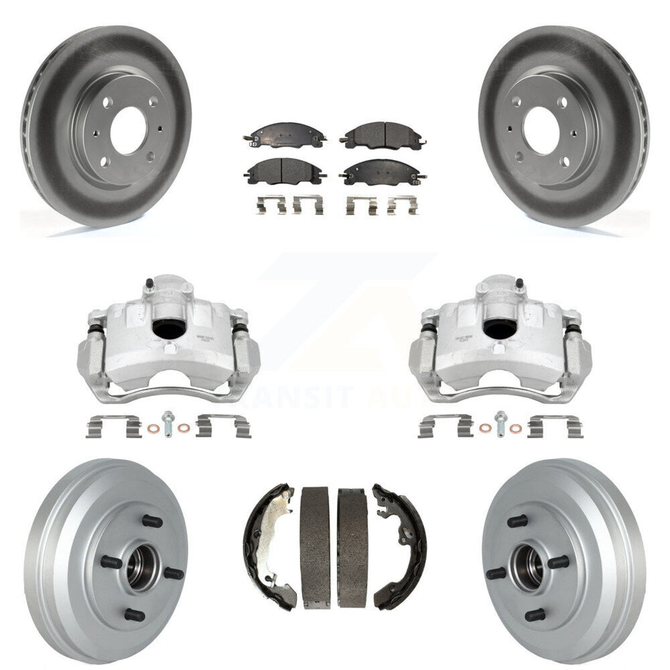 Front Rear Disc Brake Caliper Coat Rotor Drum Semi-Metallic Pad Kit (8Pc) For Ford Focus KCG-100389P