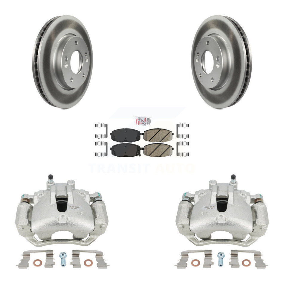 Front Disc Brake Caliper Coated Rotors And Ceramic Pads Kit For Kia Forte Koup Forte5 2.0L KCG-100391N