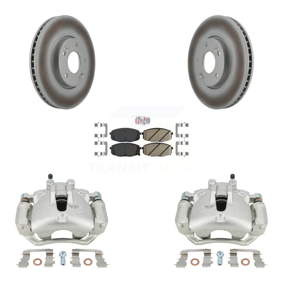 Front Disc Brake Caliper Coated Rotors And Ceramic Pads Kit For Kia Forte5 2.0L KCG-100393N