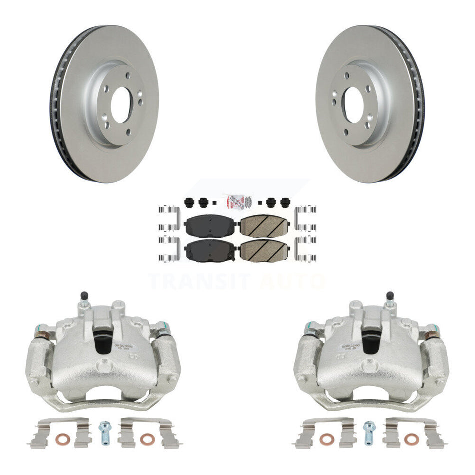 Front Disc Brake Caliper Coated Rotors And Ceramic Pads Kit For Kia Forte5 2.0L KCG-100394N by Transit Auto