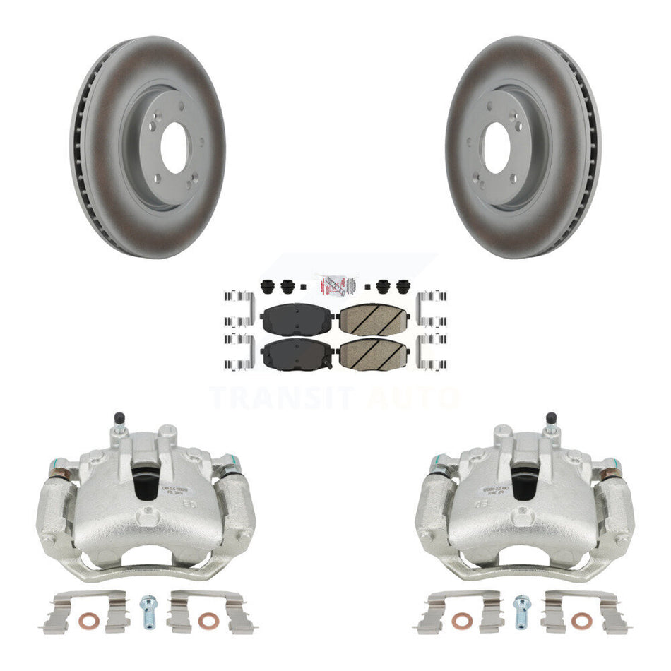 Front Disc Brake Caliper Coated Rotors And Ceramic Pads Kit For Kia Forte5 2.0L KCG-100394N