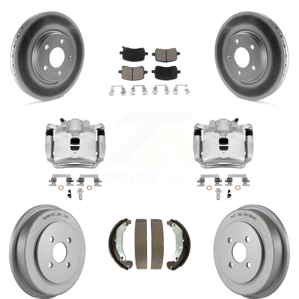 Front Rear Brake Caliper Coat Rotors Drum Ceramic Pad Kit (8Pc) For Pontiac Pursuit 2.2L KCG-100396C